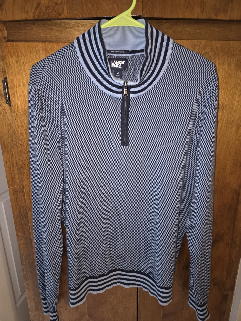 Lands' End Men's Navy & Light Blue Half-Zip Sweater